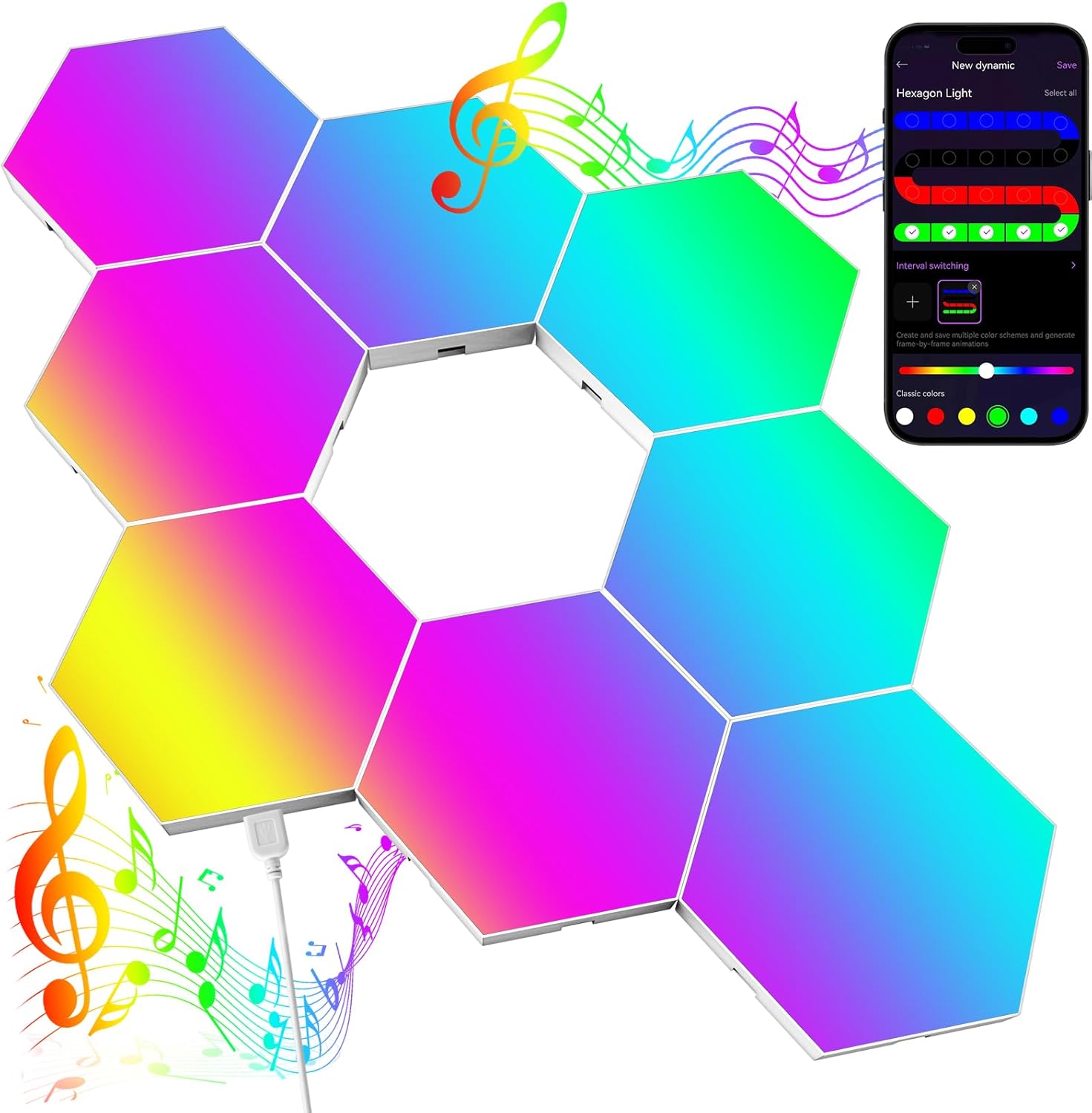 Big Hexagon LED Light Panels - Smart RGB Wall Lights for Home
