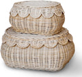 Scalloped Rattan Basket Set of 2 - Natural Nursery Storage