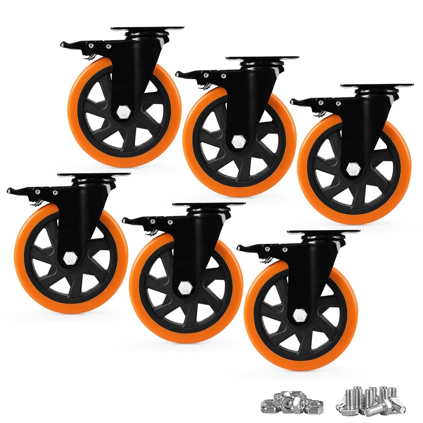 Heavy Duty 6 Inch Caster Wheels Set for Cart and Furniture