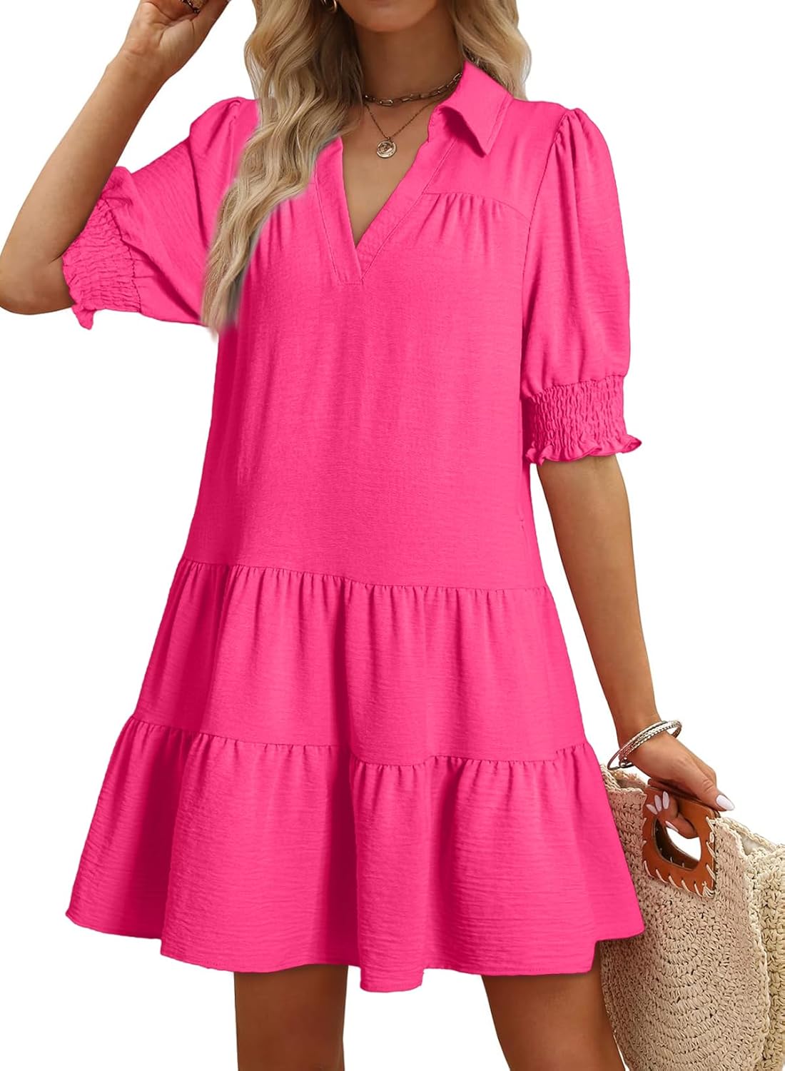 Dokotoo Casual Dresses for Women: Pleated Summer Midi Dress