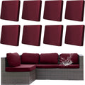 Outdoor Cushion Covers Stretch Slipcovers Set of 8 - Waterproof Claret