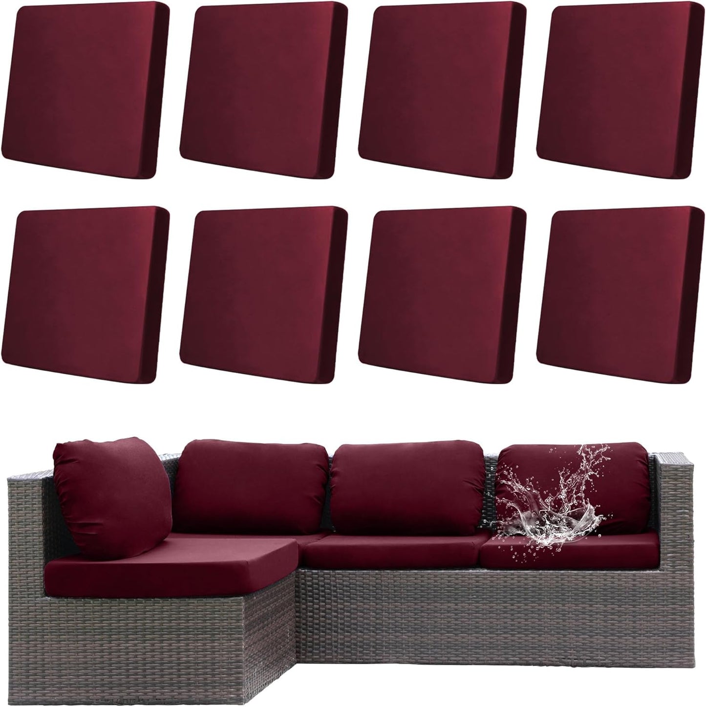 8Pcs Outdoor Cushion Covers Waterproof for Stylish Patio Decor