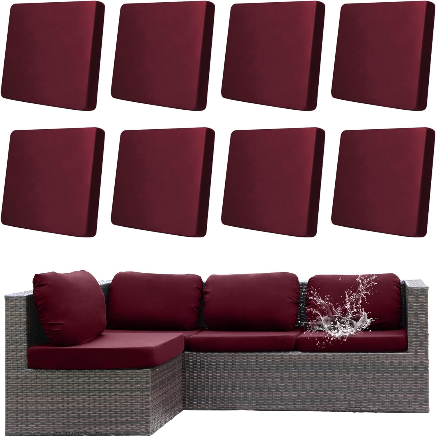 8Pcs Outdoor Cushion Covers Waterproof for Stylish Patio Decor