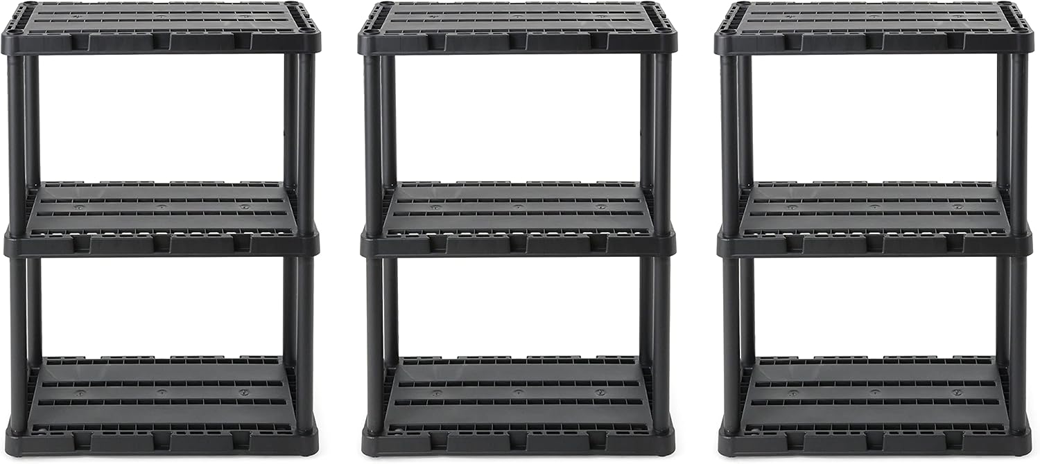 Gracious Living 3 Pack Light Duty Storage Shelves for Home Use
