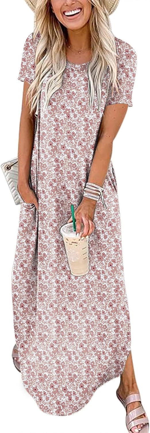 Womens Summer Maxi Dress Casual Loose Long T Shirt Dresses