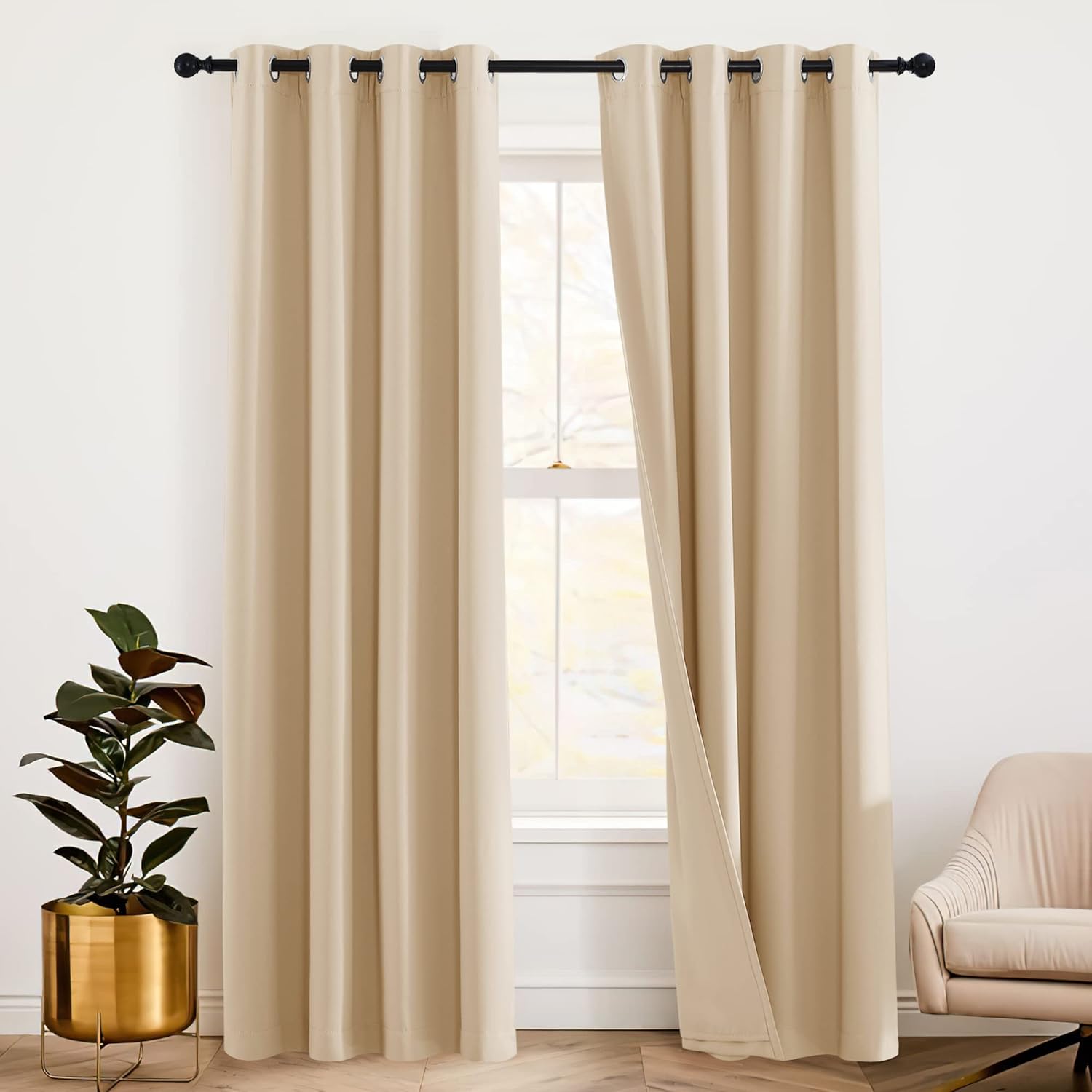 RYB HOME Noise Reduction Blackout Thermal Insulated Curtains