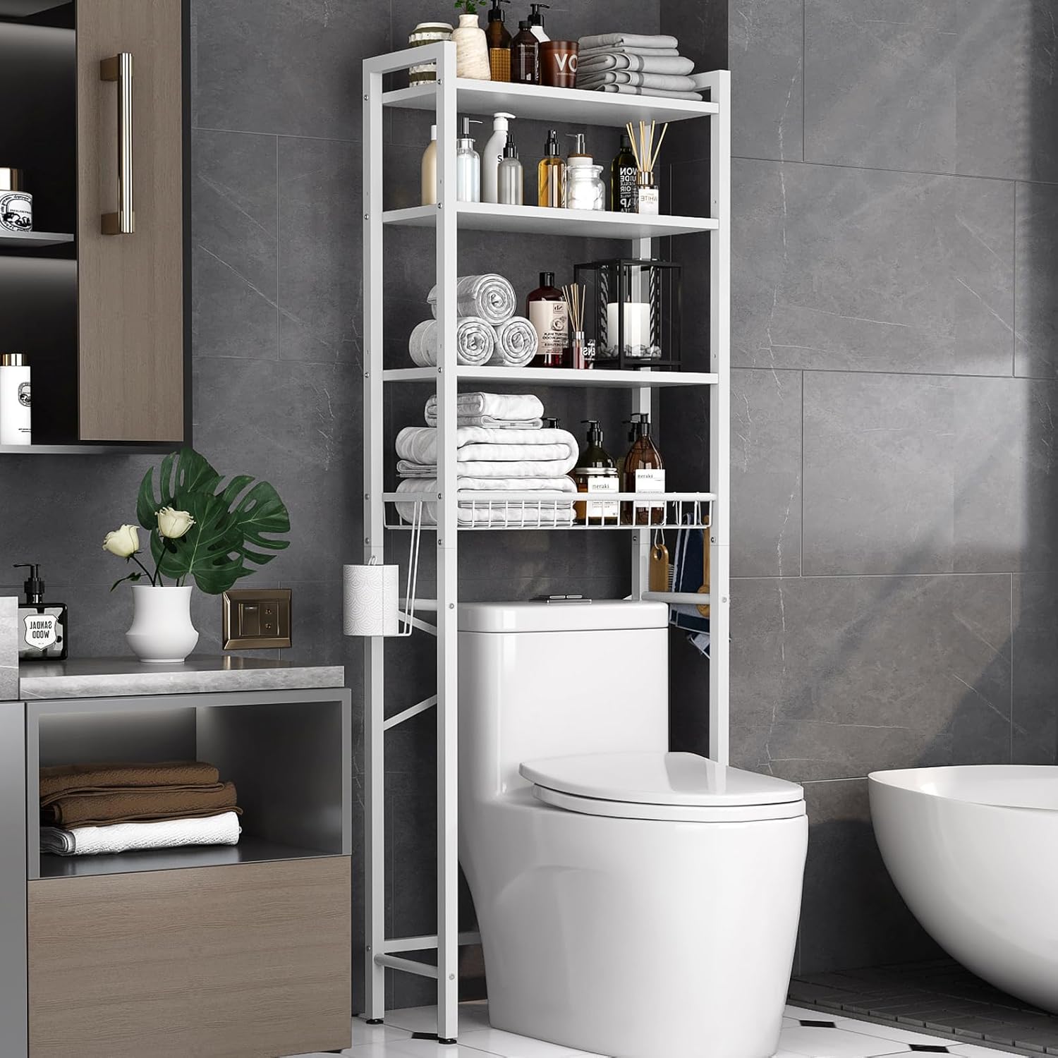 Over-The-Toilet Storage Rack for Efficient Bathroom Organization