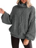 ZESICA Womens Oversized Turtleneck Chunky Knit Sweater - Cozy Fall