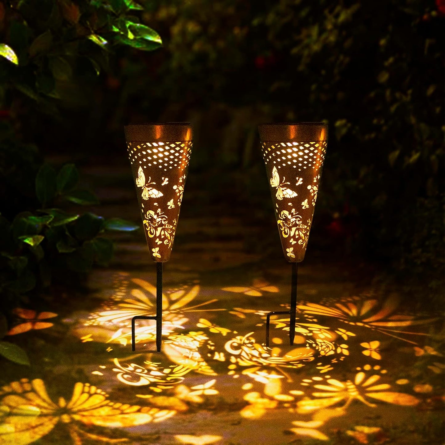 DIBIEECN 4 Pack Butterfly Solar Garden Pathway Lights Outdoor