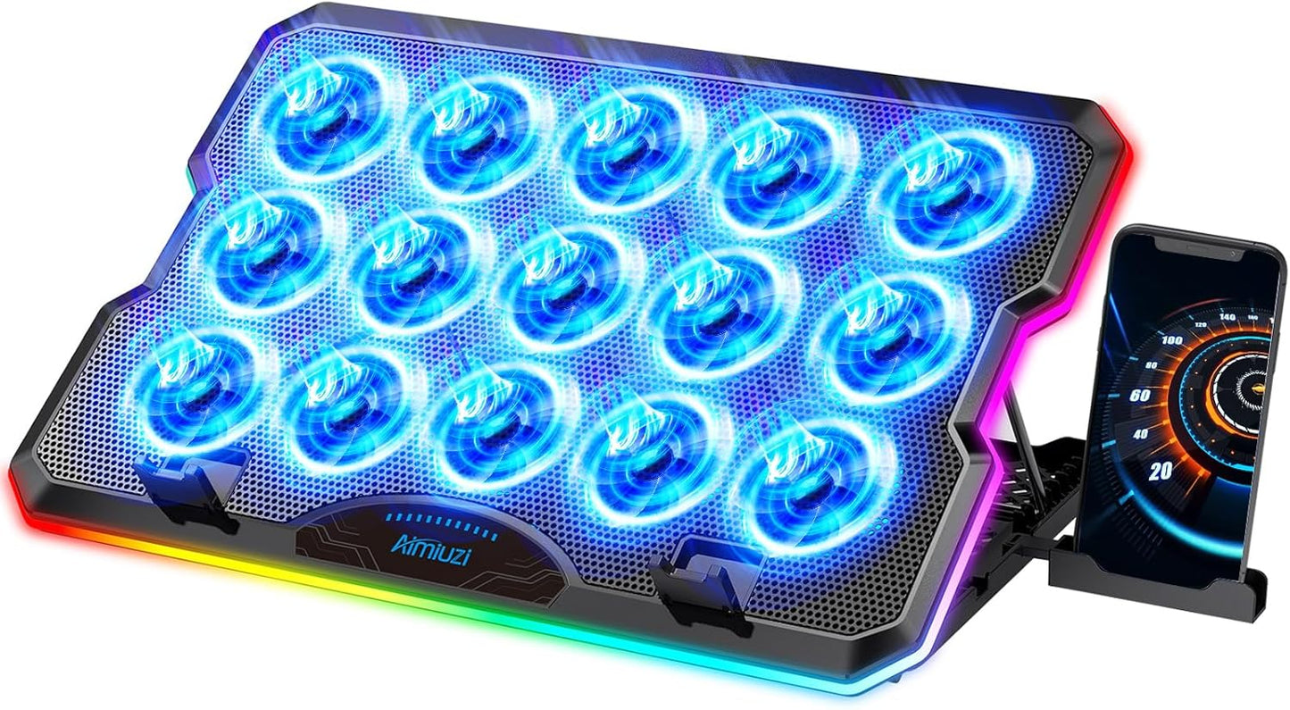 Gaming Laptop Cooling Pad with 15 Quiet Fans for 12-17.3 in