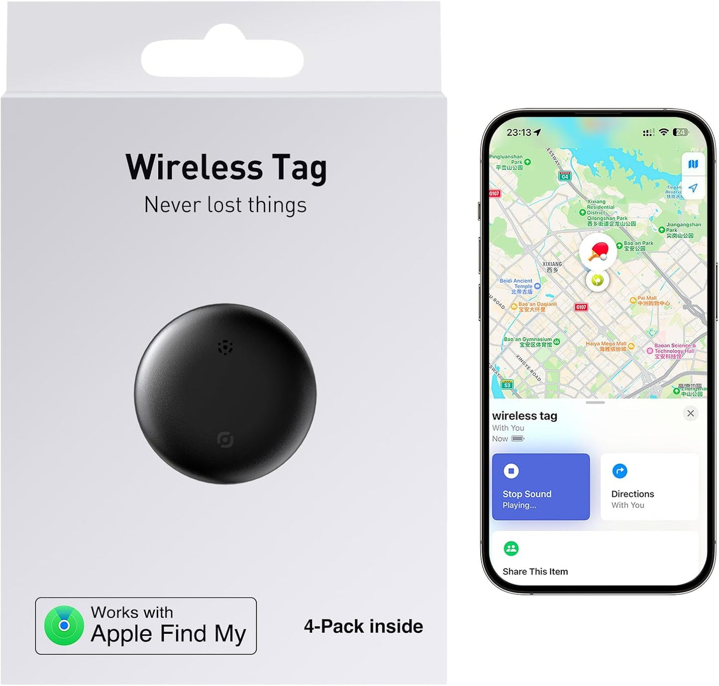 4-Pack Smart Bluetooth Tracker for iOS - Find Keys, Luggage