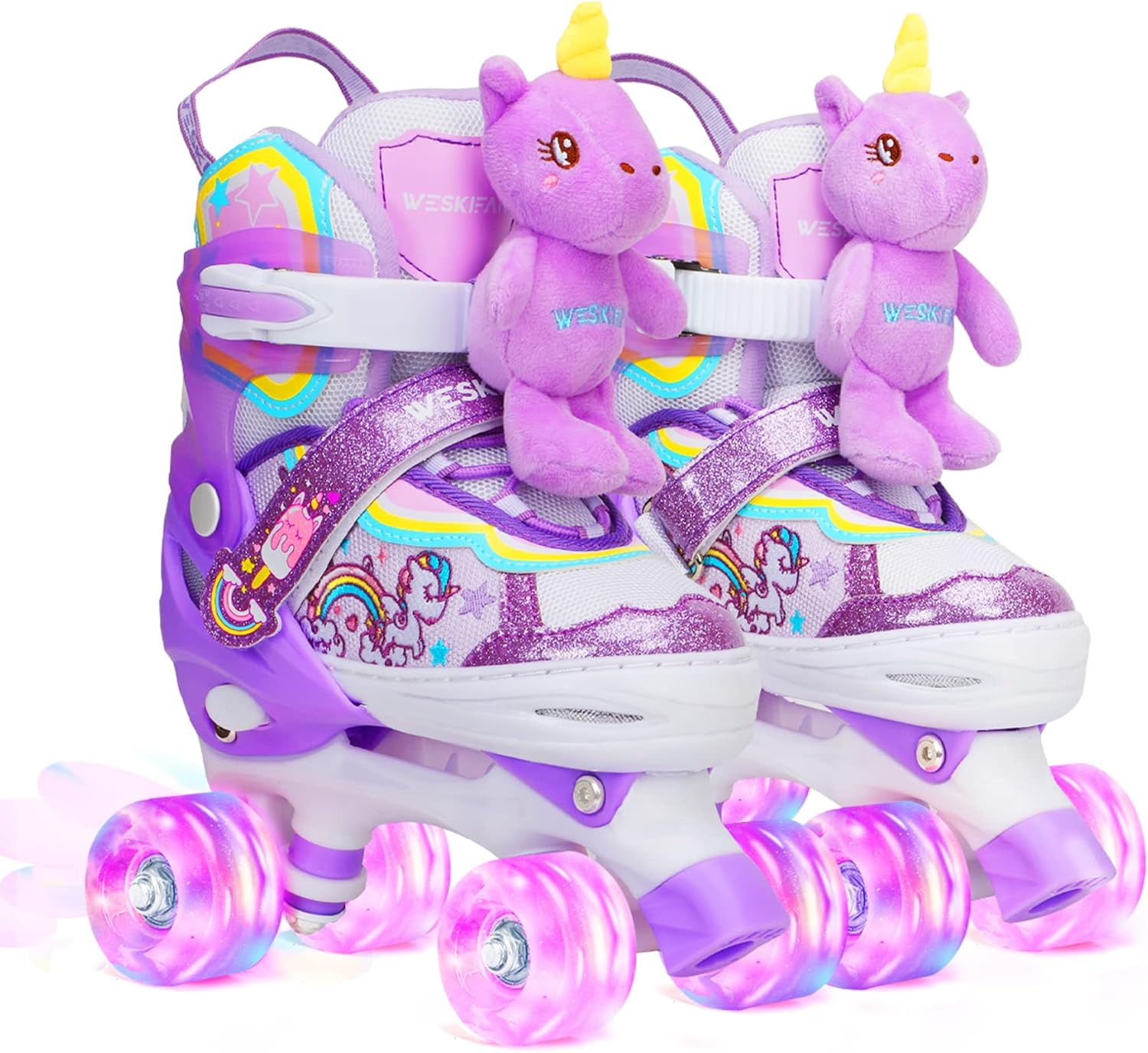 Unicorn Doll Kids Toddler Roller Skates for Girls with Lights