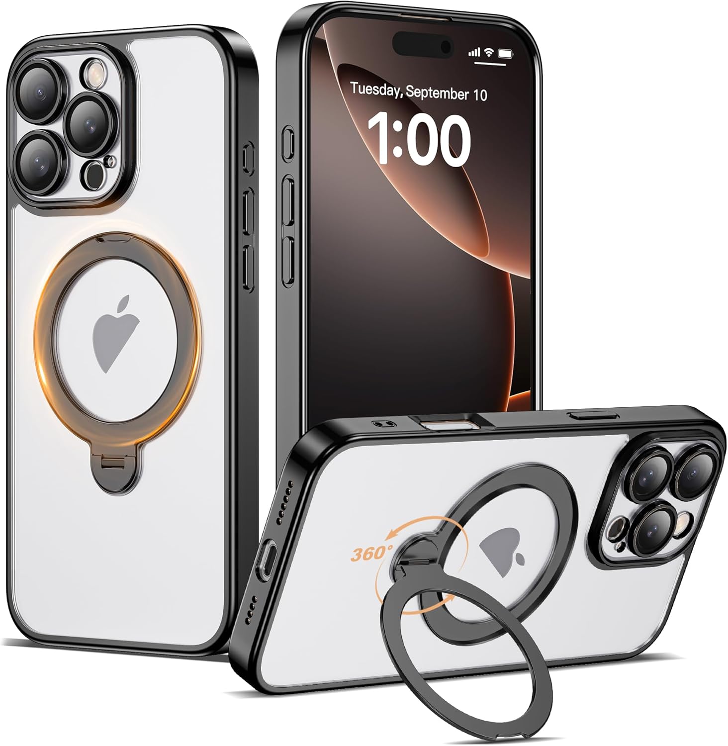 Compatible iPhone 16 Pro Case with 360 Spin Magnetic Stand