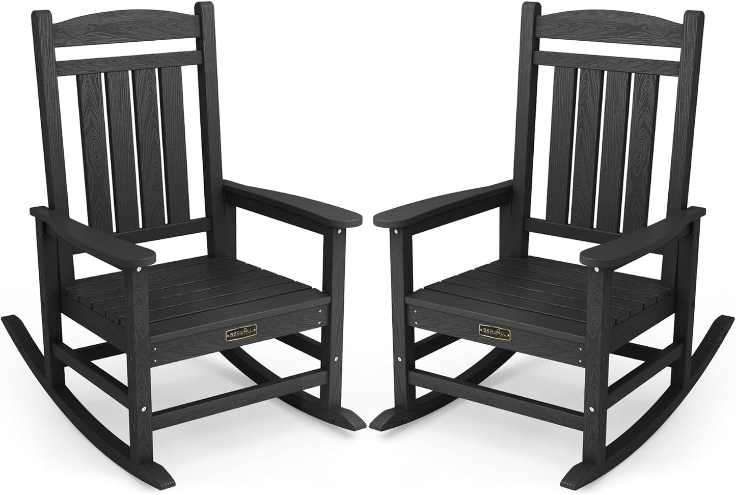 Set of 2 All-Weather Rocking Chairs for Patio, Balcony, Yard
