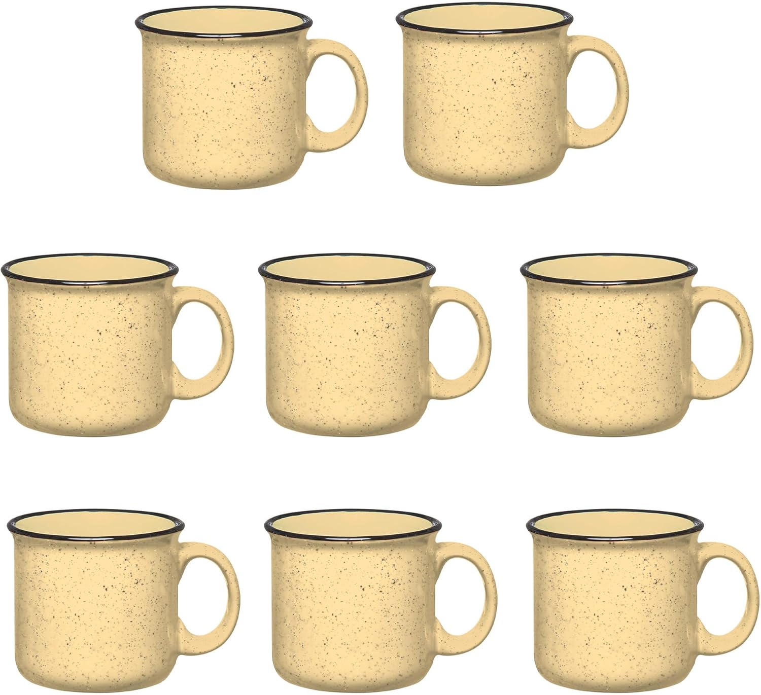 Set of 8 Ceramic Campfire Mugs for Coffee, Tea, and More