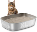 Stainless Steel Litter Box XL 22.8x16.5x6 in - Easy Clean Oval