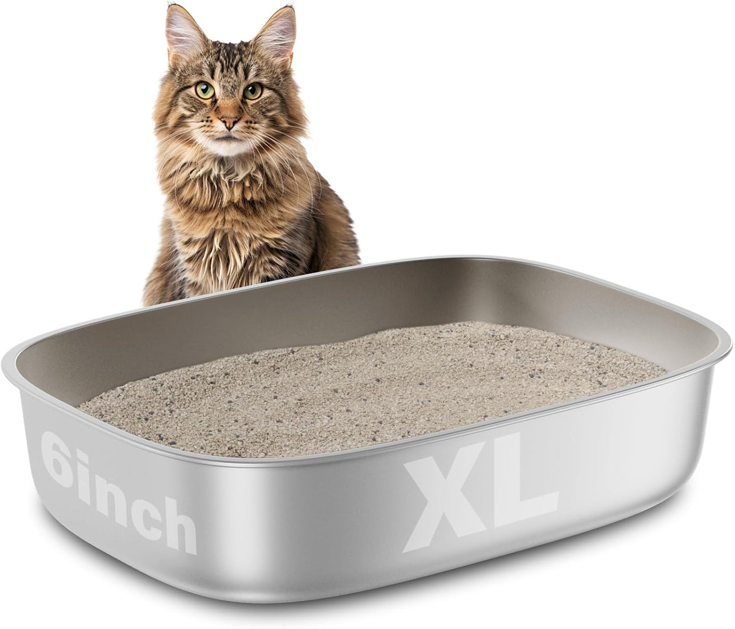 Extra Large Stainless Steel Litter Box for Big Cats, 22.8x16.5 in