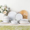 AmorArc Ceramic Dinnerware Set for 4 - Handpainted Stoneware 12pc
