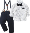Toddler Boy Outfit with Bowtie and Suspender Pants for Weddings