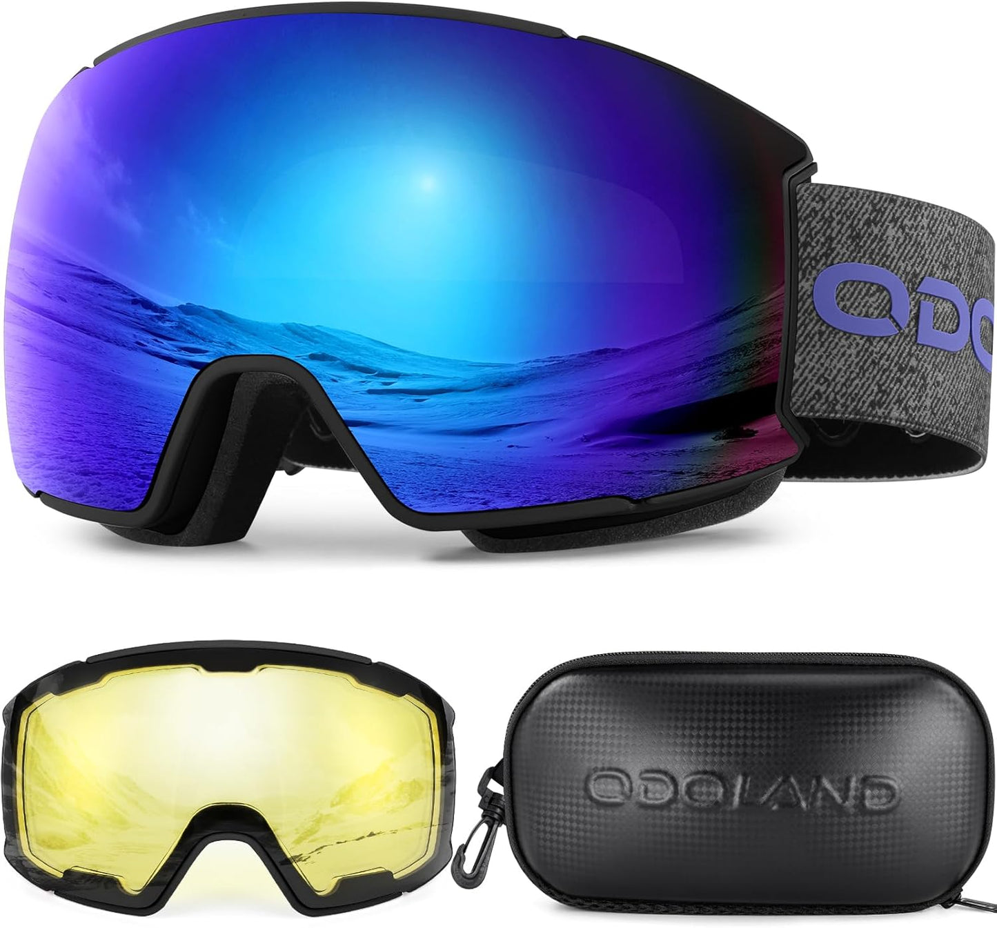 Odoland Interchangeable Ski Goggles - Anti-Fog UV Protection!