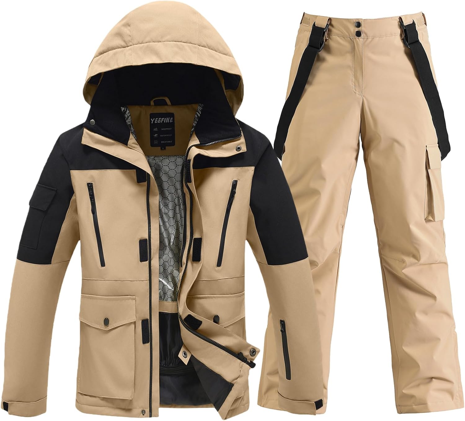 YEFFINE Men's Ski Suit Two Piece Insulated Snowsuits for Winter