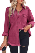 Zilcremo Women Denim Shirt Chambray Collared Jean Shirt - Relaxed
