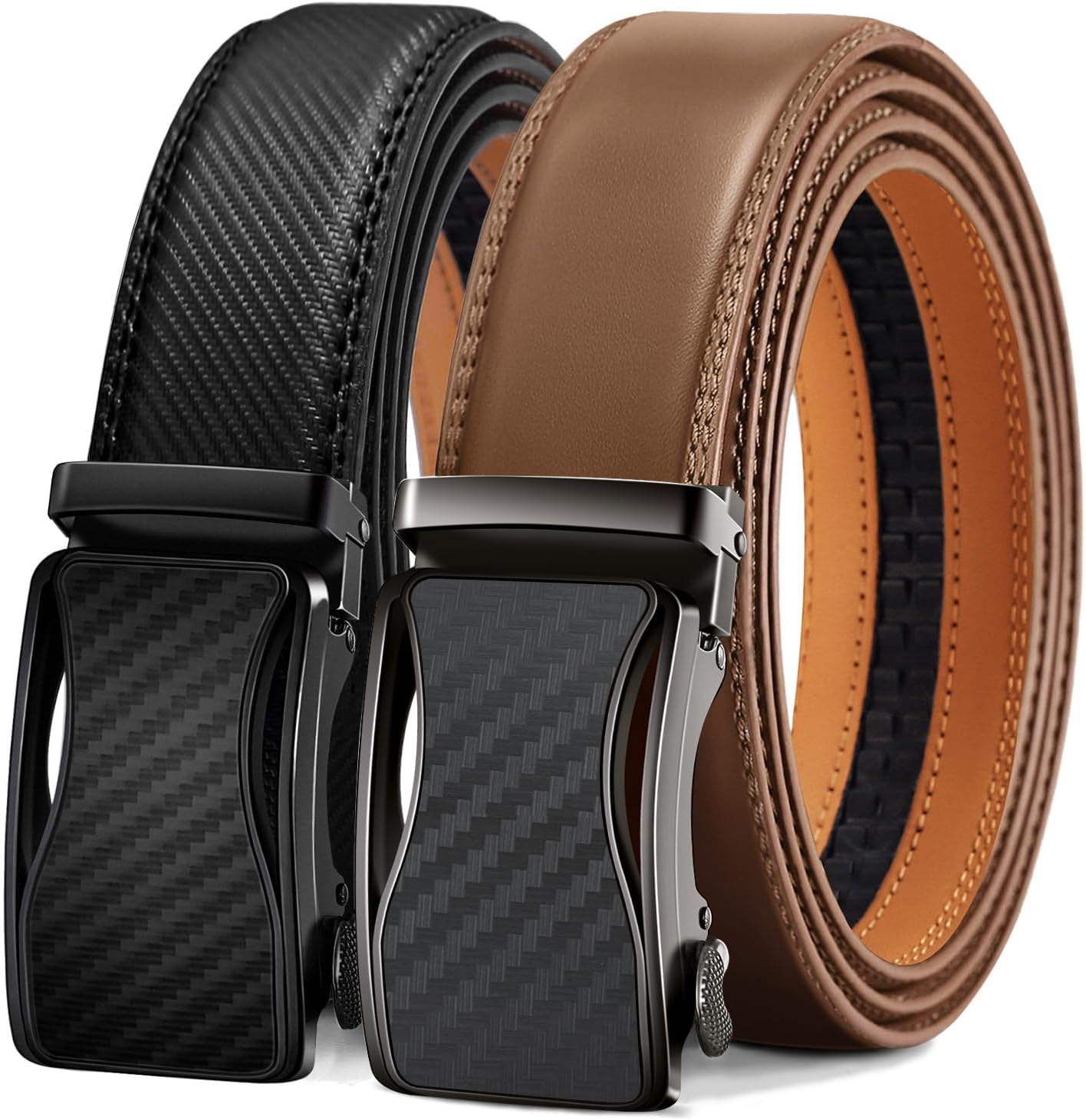 KEMISANT Mens Ratchet Belt - Adjustable Sliding Dress Belt