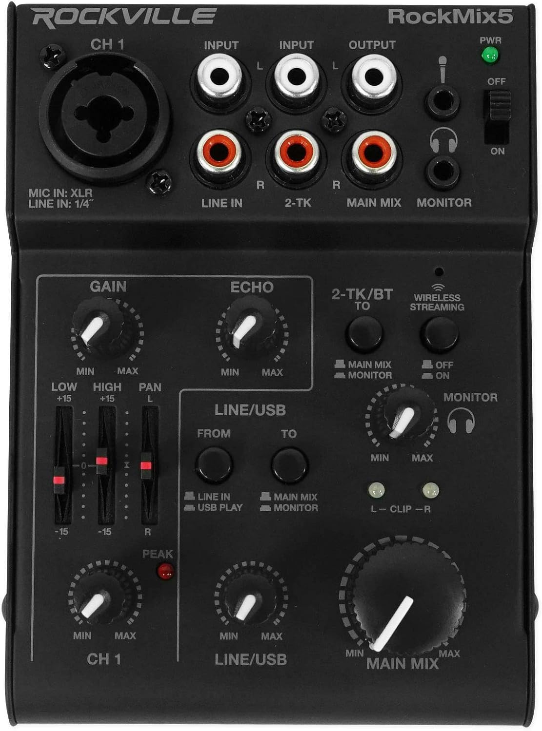 RockMix 5 Channel Pro Mixer for Podcasting and Live Music