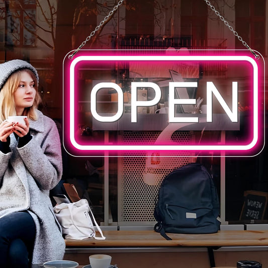 Bright Neon Open Sign for Business - 22.8in x 11.8in Display