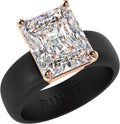 Rinfit Silicone Ring with Emerald Cut CZ Solitaire - Comfortable Style