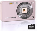 Digital Camera 4K Point and Shoot - 56MP, 20X Zoom, Pink