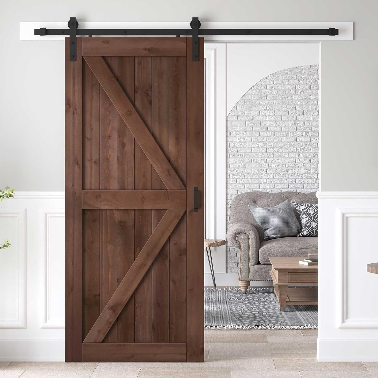 36x84 inch Sliding Barn Wood Door Slab with Hardware Kit