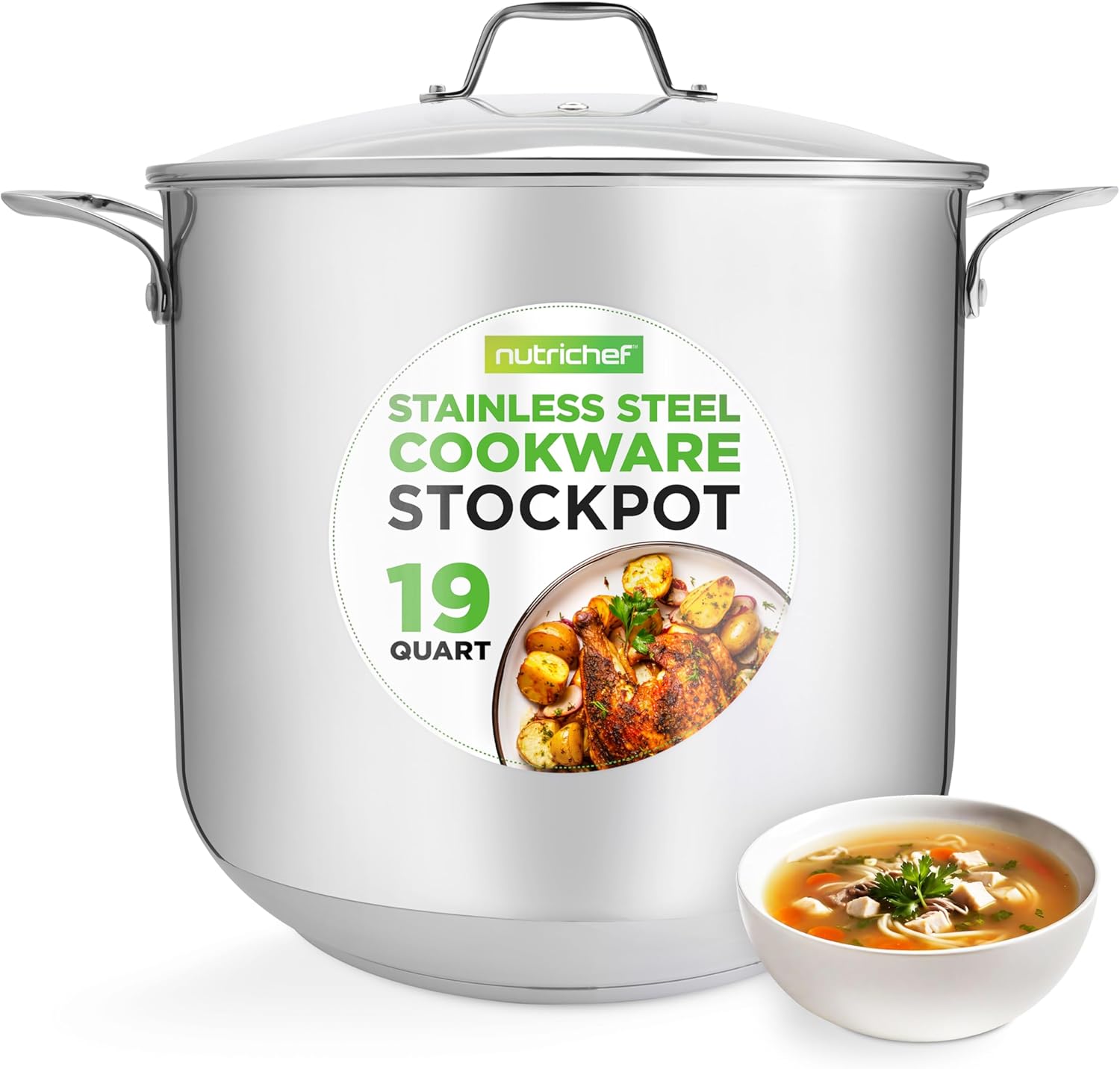 NutriChef 19-Quart Stainless Steel Stockpot for Cooking