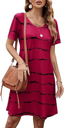 FZ FANTASTIC ZONE Women's Casual Summer T Shirt Dress with Pockets