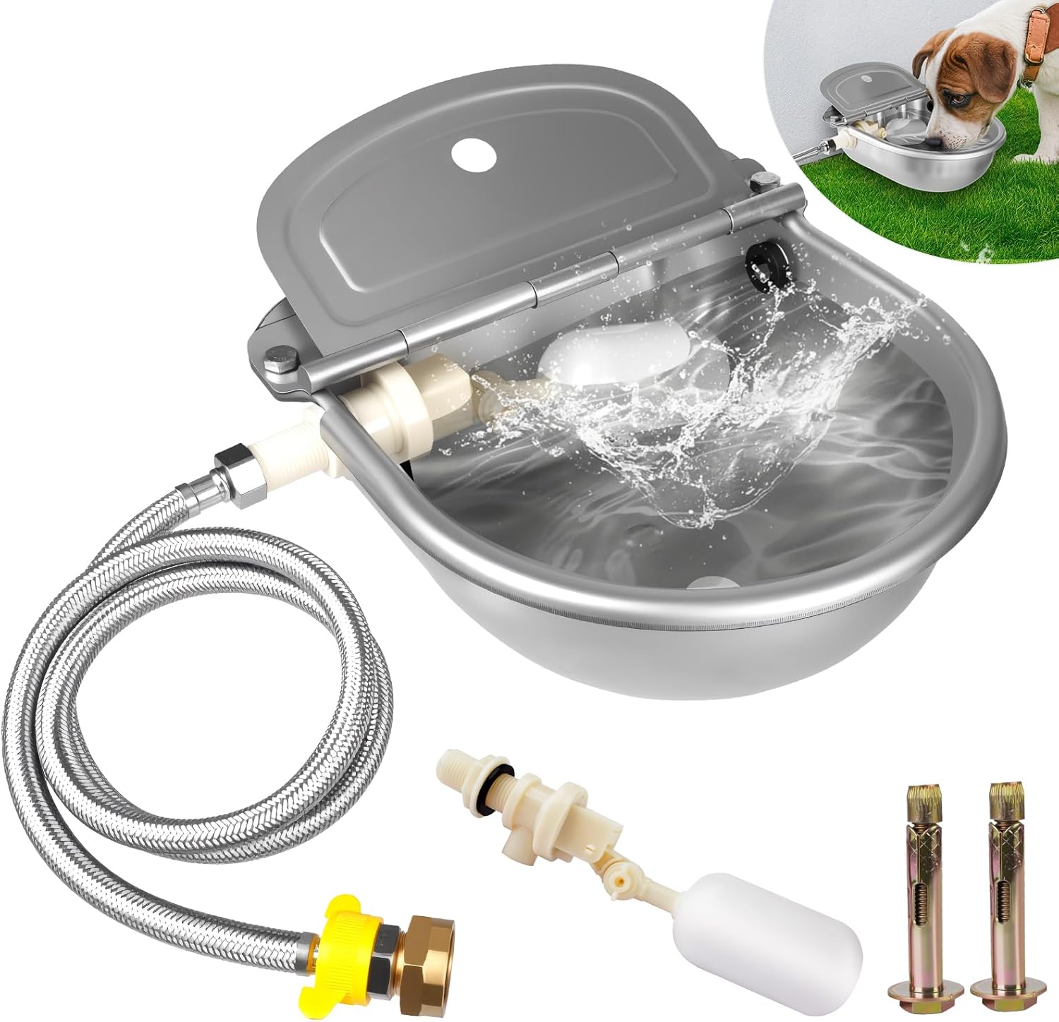 Automatic Water Dispenser for Dogs and Livestock - Stainless Steel