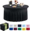 Outpain 6 Pack Black Round Spandex Tablecloth for 60 in Tables