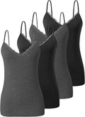 Plain Camisole Lace Tank Tops V Neck Adjustable Cami 4 Pack