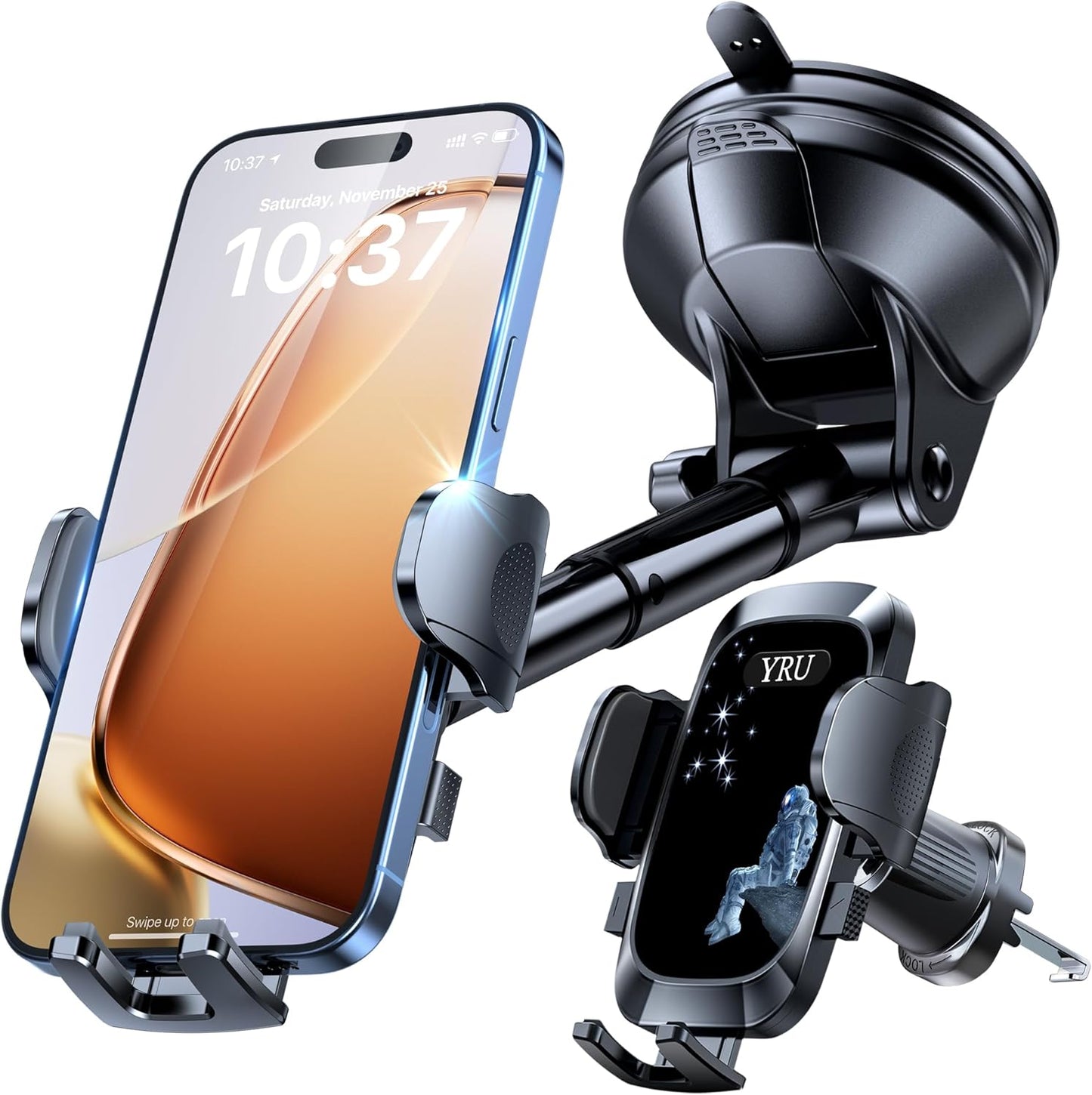 True Military-Grade YRU Car Phone Holder with Strong Suction Cup