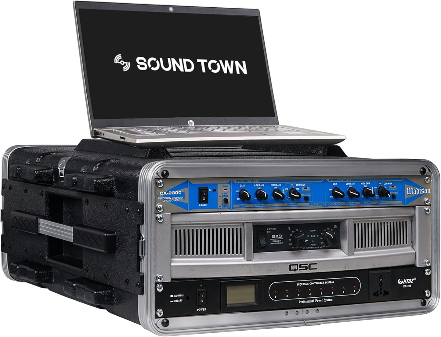 Sound Town Lightweight 4U PA DJ Rack Case with Heavy-Duty Latches