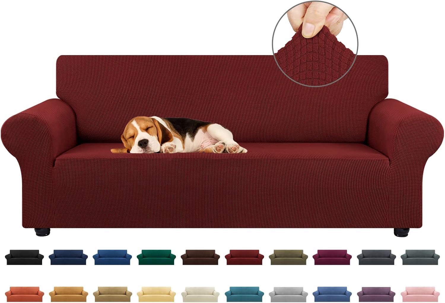 KEKUOU Stretch Sofa Cover Slipcover for 3 Cushion Couch Sofa