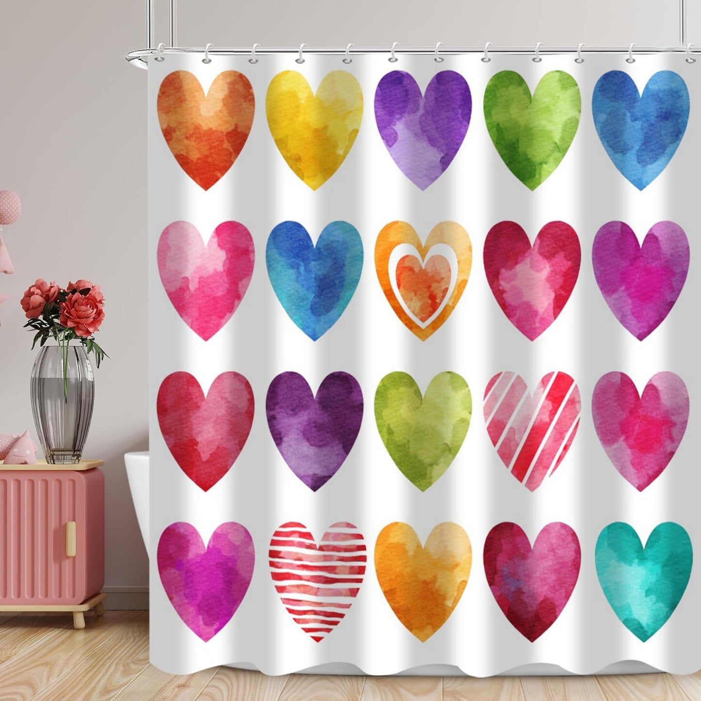 Romantic Hearts Valentine's Shower Curtain Set