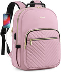 Laptop Backpack Purse for Women 15.6in - Quilted Light Pink Daypack