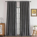 Grey Velvet 100% Blackout Curtains 63 in - Thermal, Noise Reducing