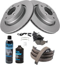 Rear Ceramic Brake Pad & Rotor Kit with Parking Shoes - Compatible