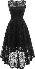 Women's Elegant Floral Lace Hi-Lo Cocktail Dress - Timeless Swing