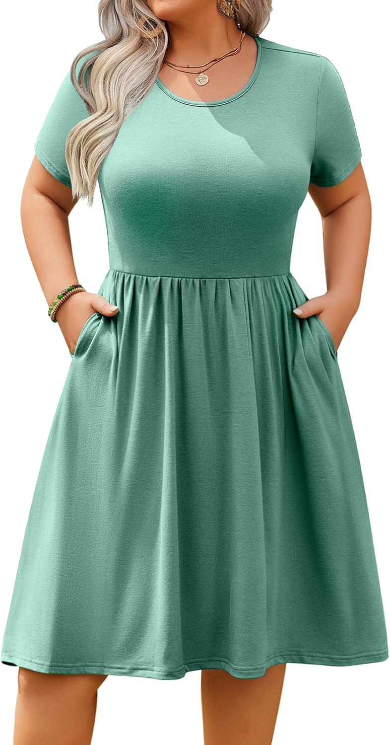 IN'VOLAND Plus Size Summer Dress with Pockets for Women