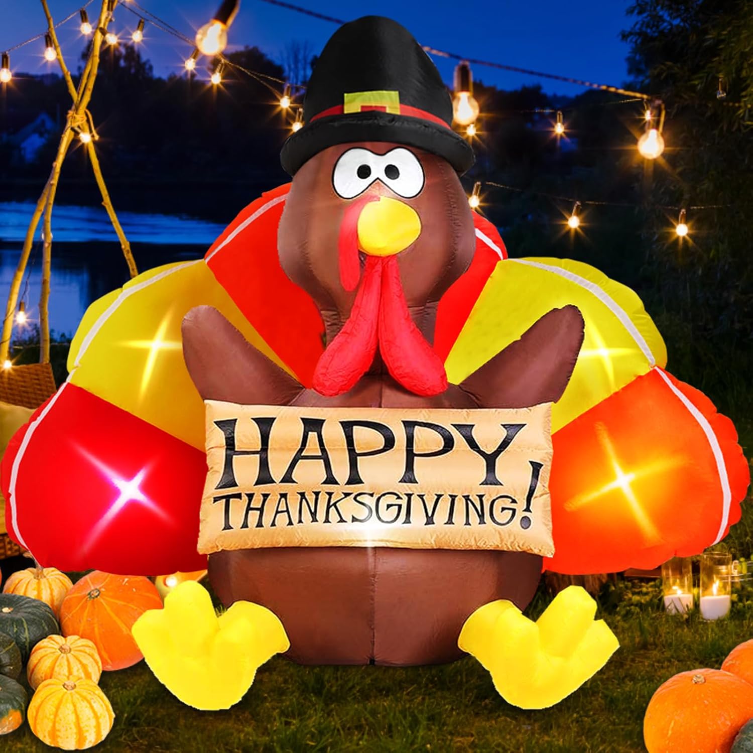 6FT Thanksgiving Inflatables Turkey Decorations for Outdoor Fun