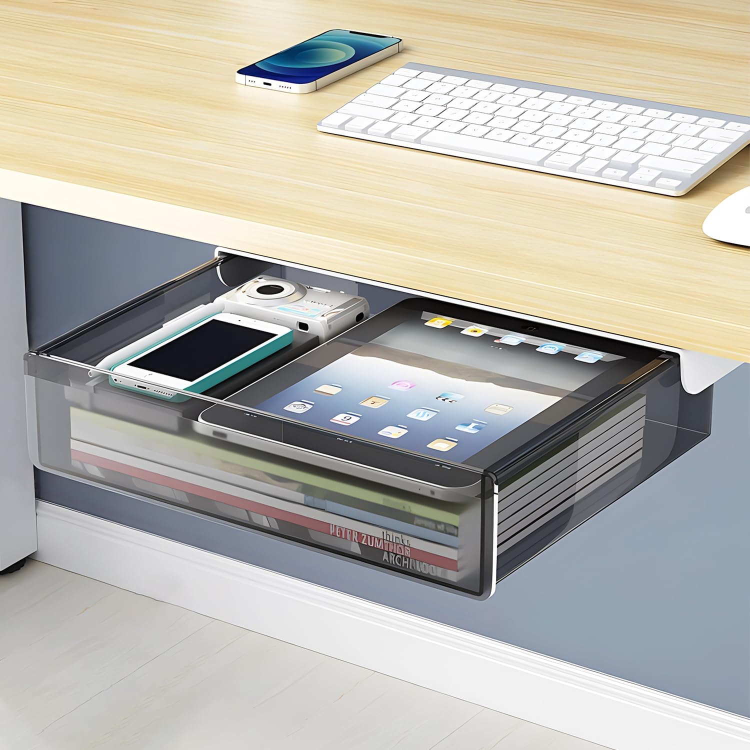 Under Desk Storage Tray Organizer | Hide Clutter Safely