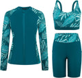 Arolina Womens Rash Guard Long Sleeve Swim Shirt Set - UPF 50