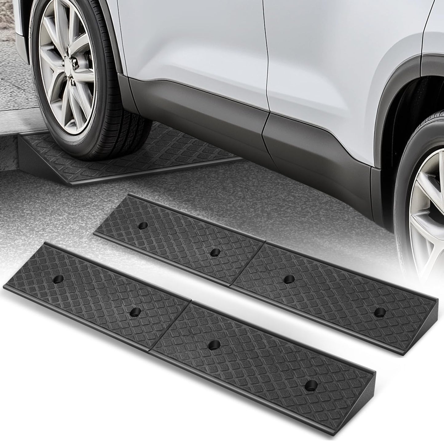 Auto Dynasty Rubber Curb Ramps for Cars and Trucks - 2 Pack